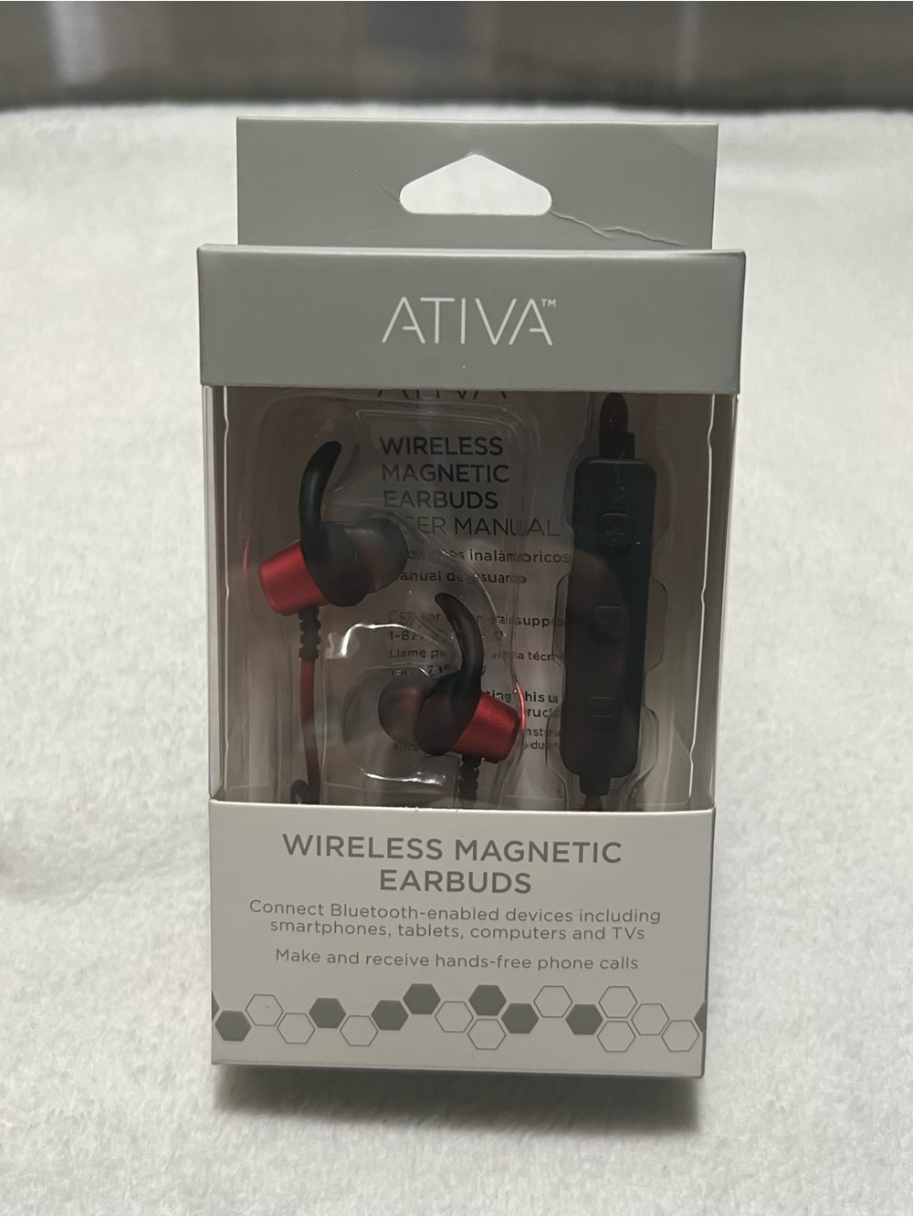 Ativa Wireless Magnetic Earbuds in Red and Black